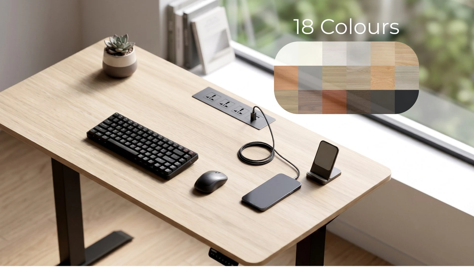 Interdesk Custom tabletop finishes and integrated desk accessories